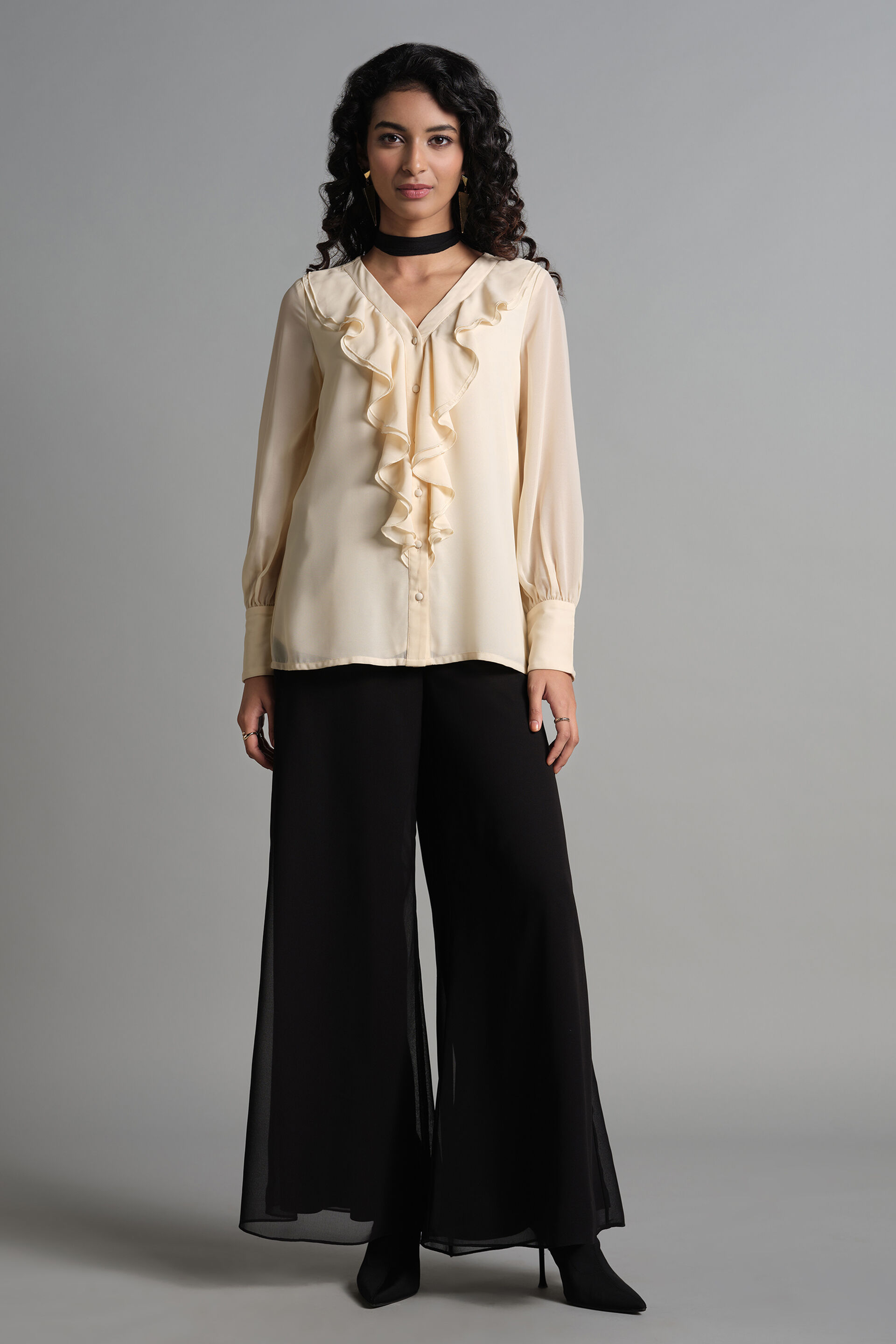 Ruffle Drama Top, Cream, image 2